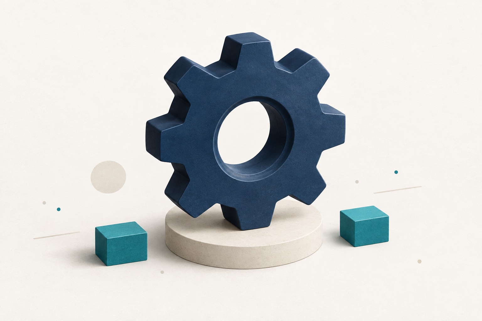 A large navy mechanism rests on a base missing the smaller supporting pieces.